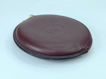 Must De Cartier 2C Logo Coin Case Wallet Purse Leather Bordeaux Red GS421