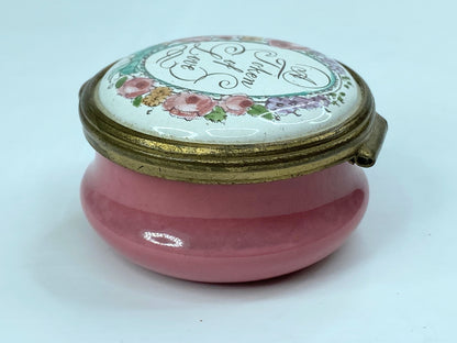 Halcyon Days Enamel Trinket Box "A Token of Love" Pink A567