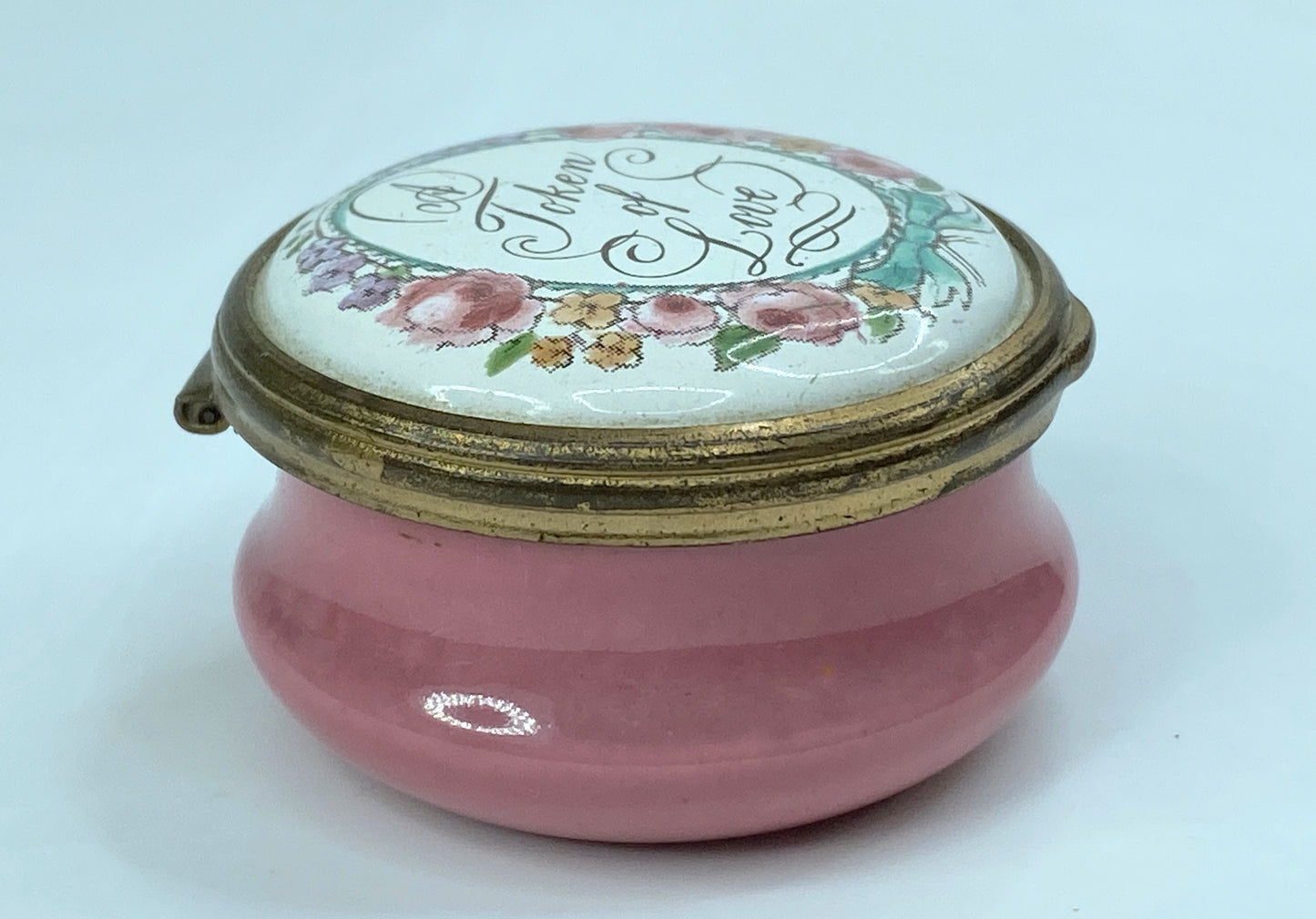 Halcyon Days Enamel Trinket Box "A Token of Love" Pink A567
