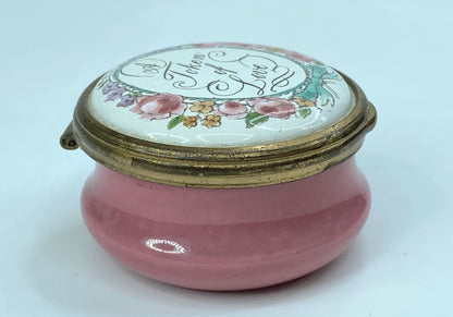 Halcyon Days Enamel Trinket Box "A Token of Love" Pink A567