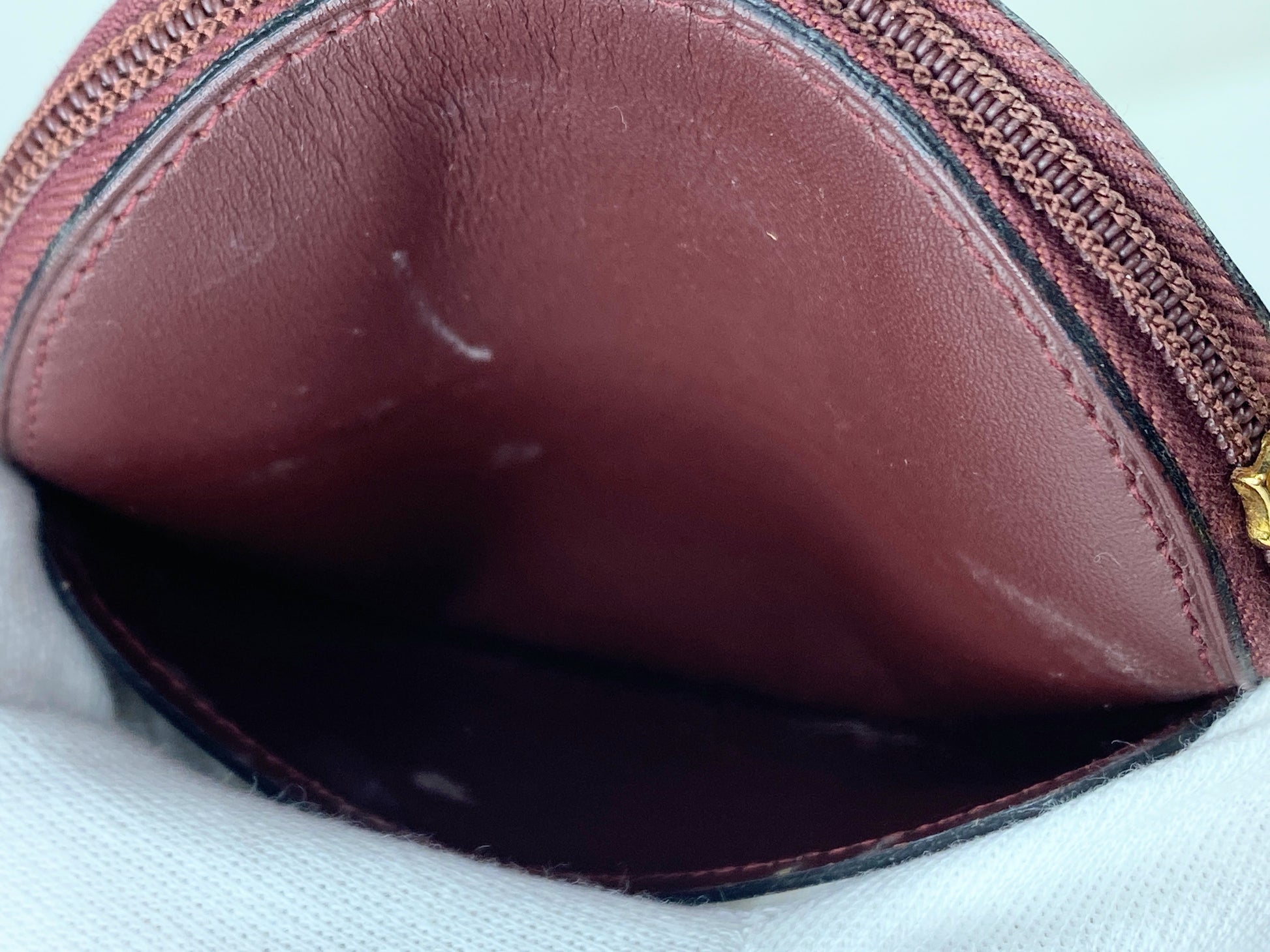 Must De Cartier 2C Logo Coin Case Wallet Purse Leather Bordeaux Red GS421