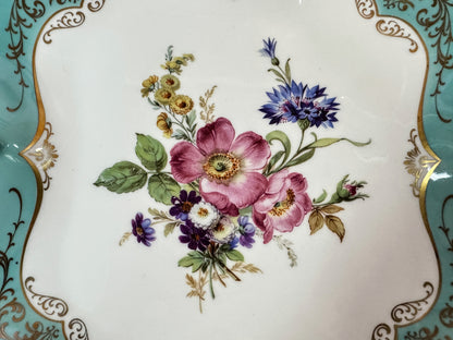 Vintage Alka Kunst Bavaria Pompadour gold gilt Floral Handled Tray A1079