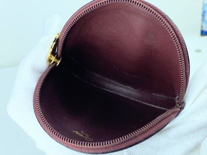 Must De Cartier 2C Logo Coin Case Wallet Purse Leather Bordeaux Red GS421