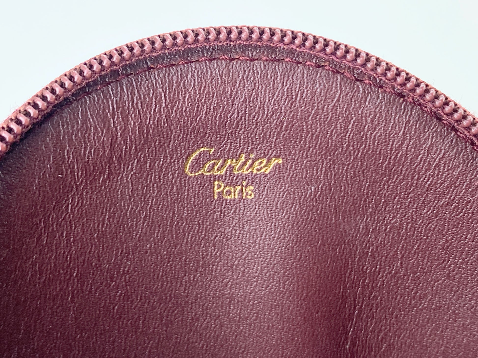 Must De Cartier 2C Logo Coin Case Wallet Purse Leather Bordeaux Red GS421