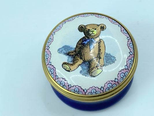 1970's Teddy Bear Enameled Pill Box, Halcyon Days Smithsonian Institution A570
