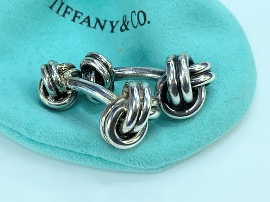 Tiffany & Co. Sterling 925 Double Love Knot Cufflinks with pouch  GS93