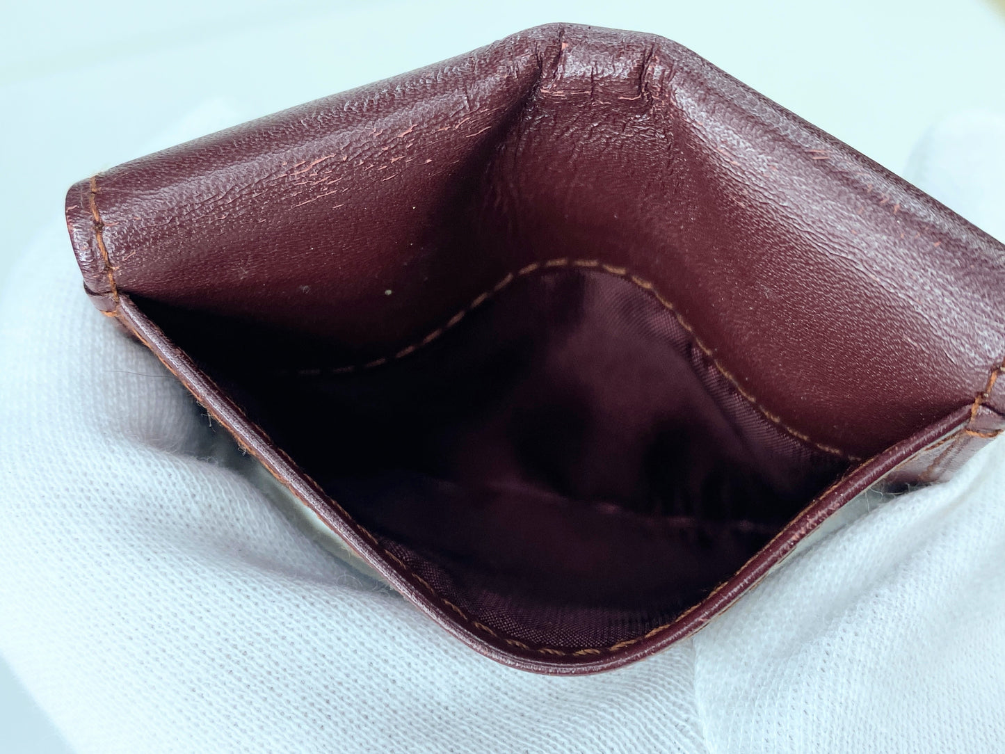 Authentic Cartier Mustline Coin Case Coin Purse Leather Bordeaux GS423