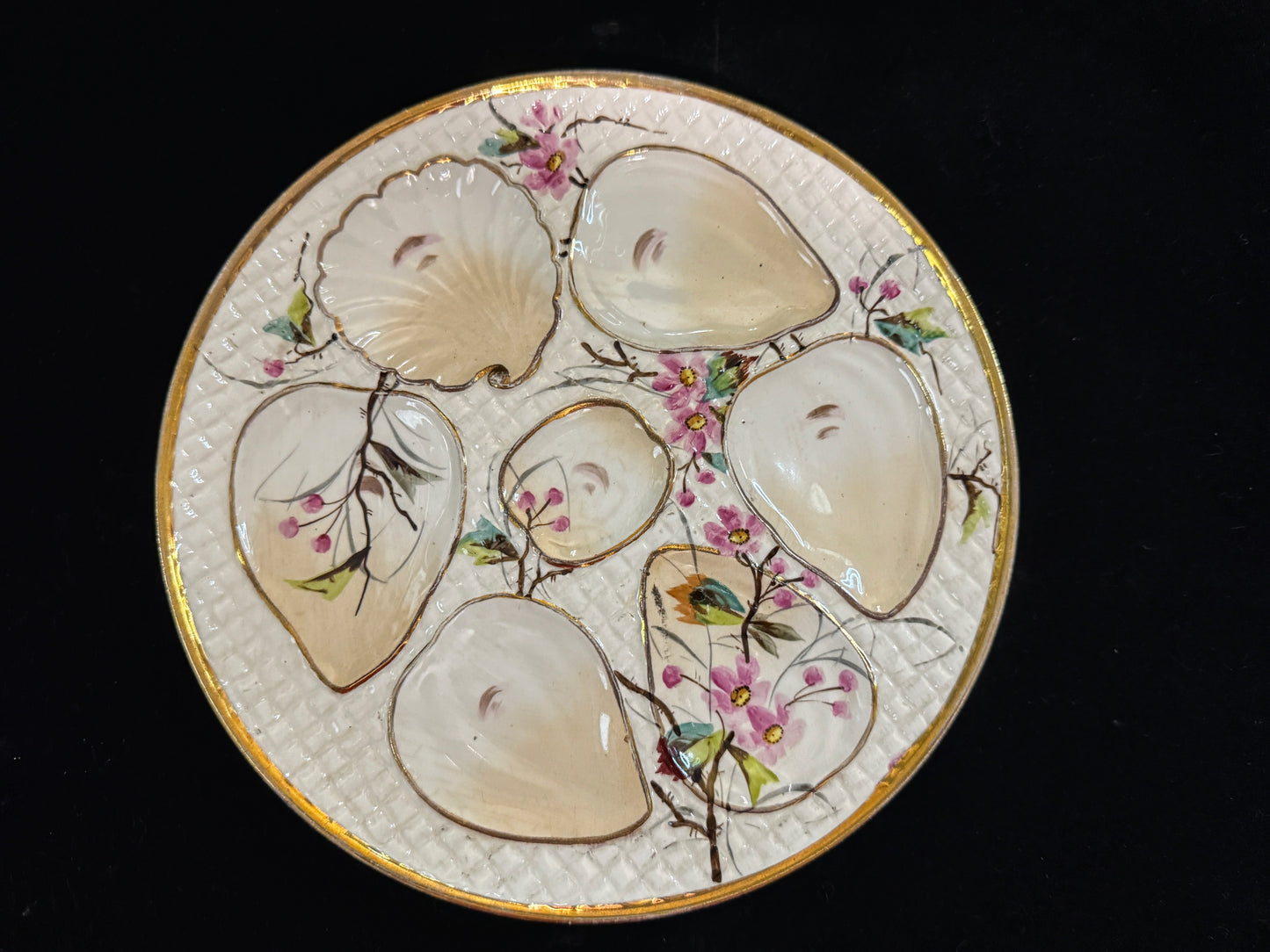Antique Franz Anton Mehlem Bonn Porcelain Oyster Plate 8.75 In A1083