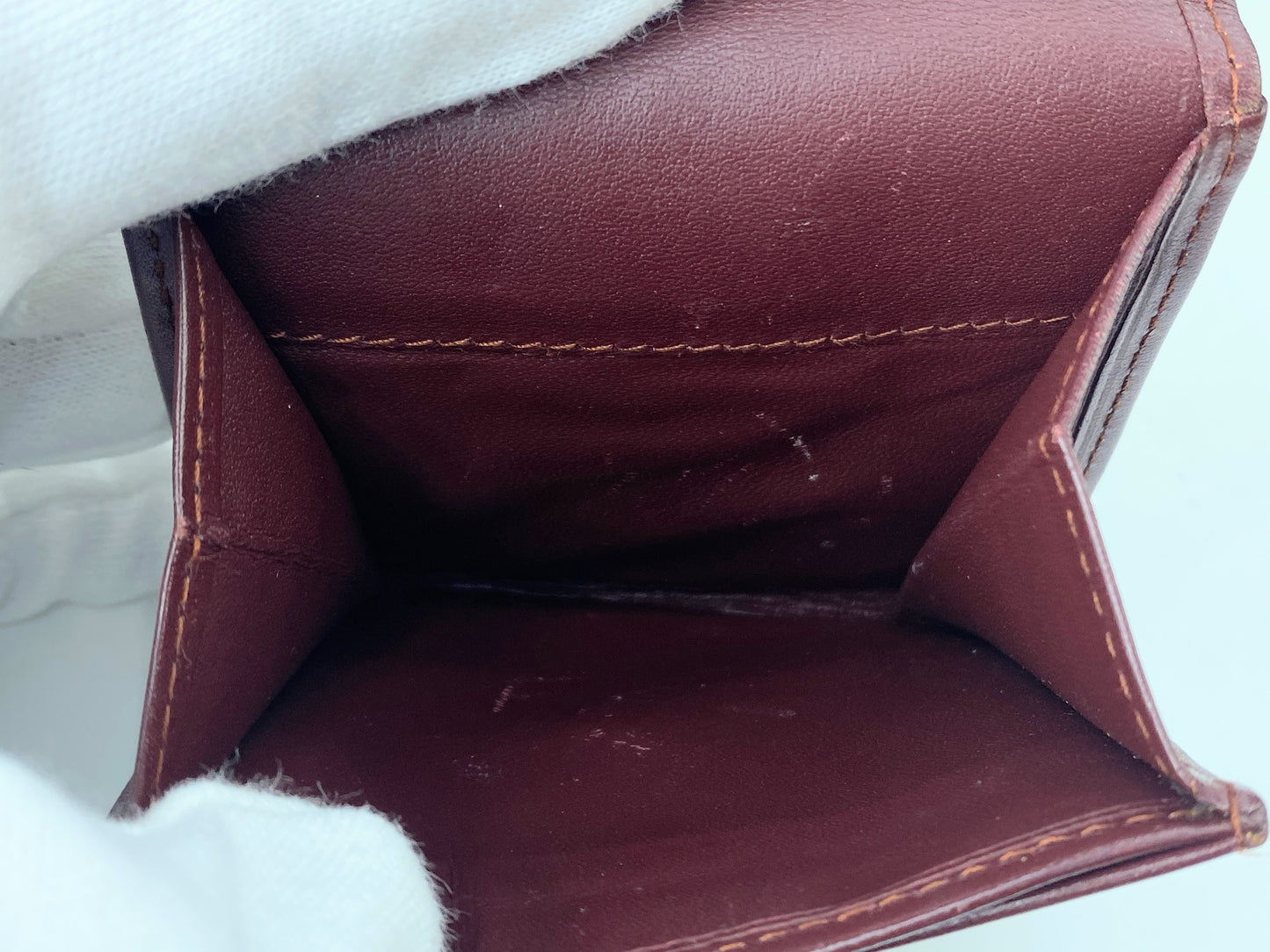 Authentic Cartier Mustline Coin Case Coin Purse Leather Bordeaux GS423