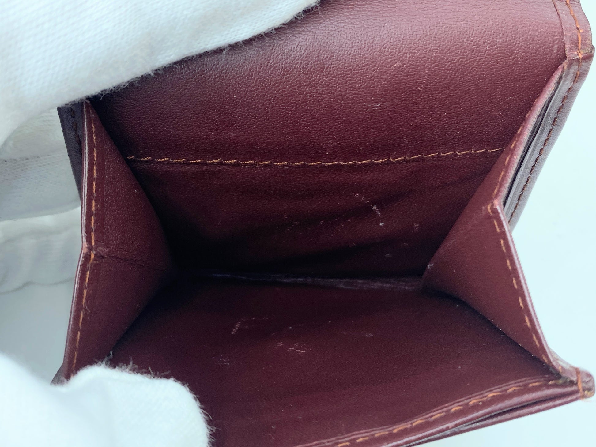 Authentic Cartier Mustline Coin Case Coin Purse Leather Bordeaux GS423