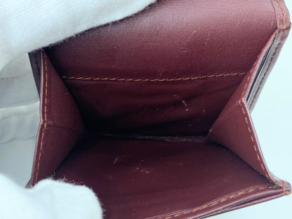 Authentic Cartier Mustline Coin Case Coin Purse Leather Bordeaux GS423