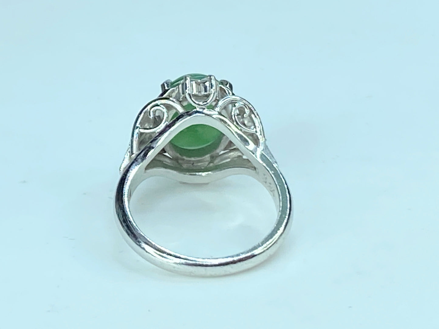 Platinum 3.84ct Natural Imperial Green Oval Jadeite jade diamond ring JR9794