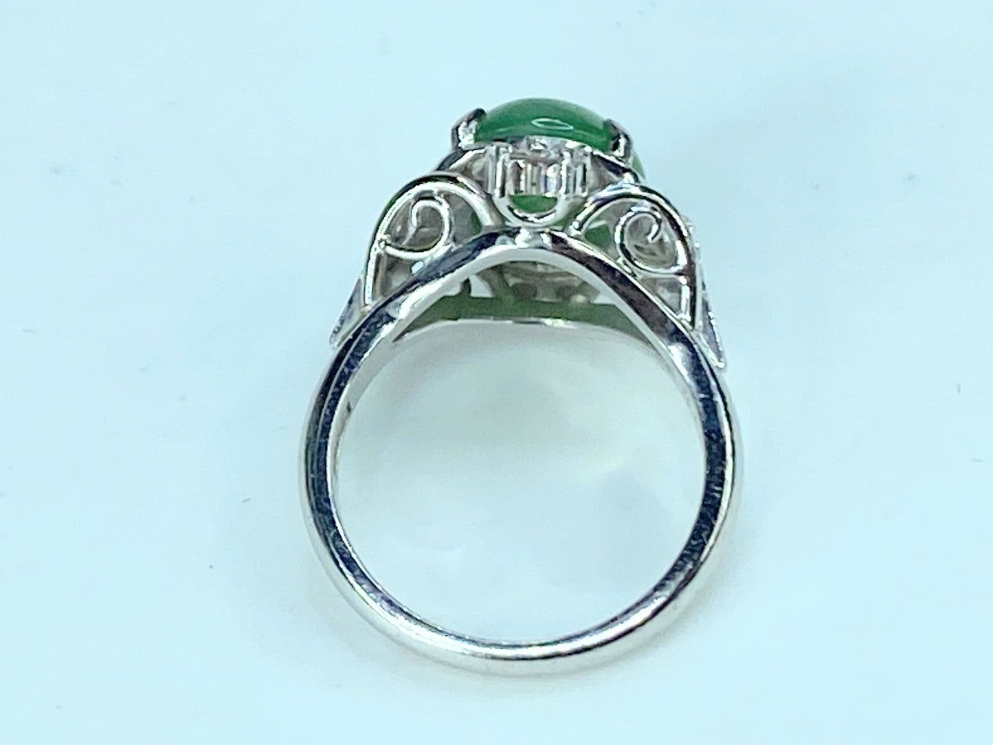 Platinum 3.84ct Natural Imperial Green Oval Jadeite jade diamond ring JR9794