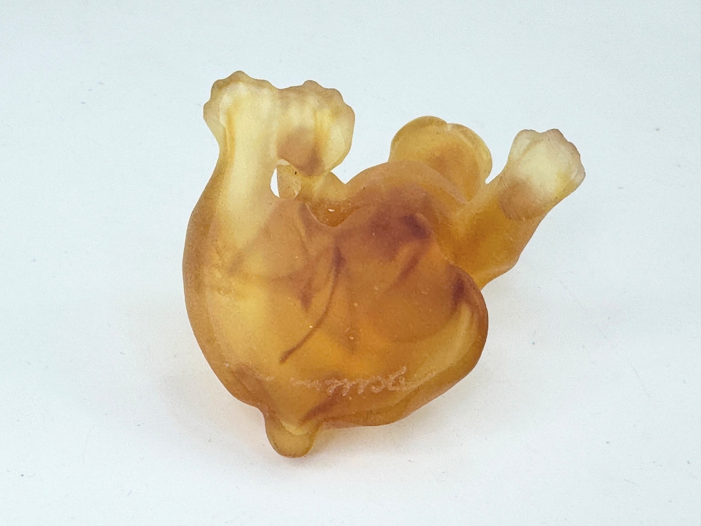 Daum France Pate De Verre Art Glass Puppy French Bulldog Amber with box A521