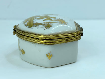 Le Tallec Limoges French HM Porcelain Gilt Trinket Jewelry Box A574