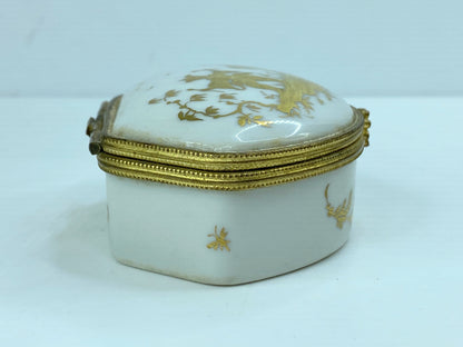 Le Tallec Limoges French HM Porcelain Gilt Trinket Jewelry Box A574