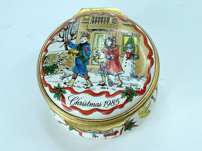 Halcyon Day Bilston & Battersea 1985 Christmas annual enameled box A164