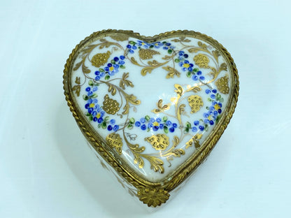 Rare Le Tallec Paris France hand painted Forget-Me-Not gold gilt trinket A575