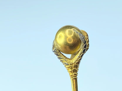 Vintage 14 karat Gold Sculptured Claw Round Ball Stick Pin