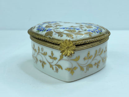 Rare Le Tallec Paris France hand painted Forget-Me-Not gold gilt trinket A575