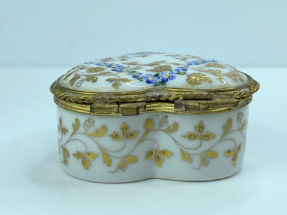 Rare Le Tallec Paris France hand painted Forget-Me-Not gold gilt trinket A575