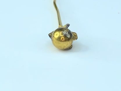 Vintage 14 karat Gold Sculptured Claw Round Ball Stick Pin