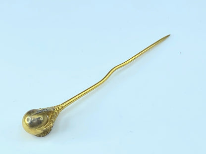 Vintage 14 karat Gold Sculptured Claw Round Ball Stick Pin