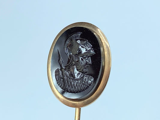 Antique 14 Karat Carnelian Intaglio soldier profile stick pin