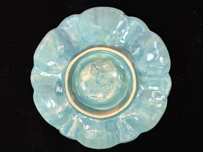 Rare Antique English Majolica Oyster Plate Turquoise Shells Milton 9 1/8" A1086