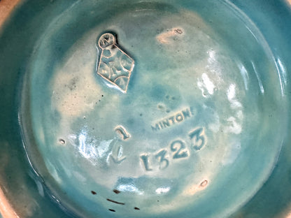 Rare Antique English Majolica Oyster Plate Turquoise Shells Milton 9 1/8" A1086