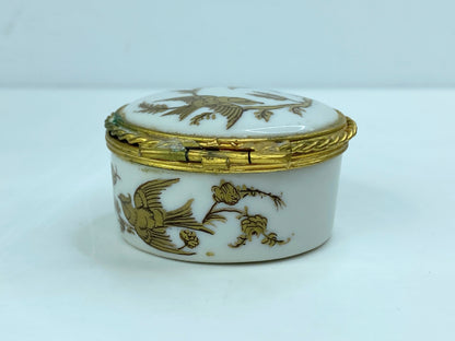 Le Tallec Limoge Paris France Two golden Sparrow trinket box A576