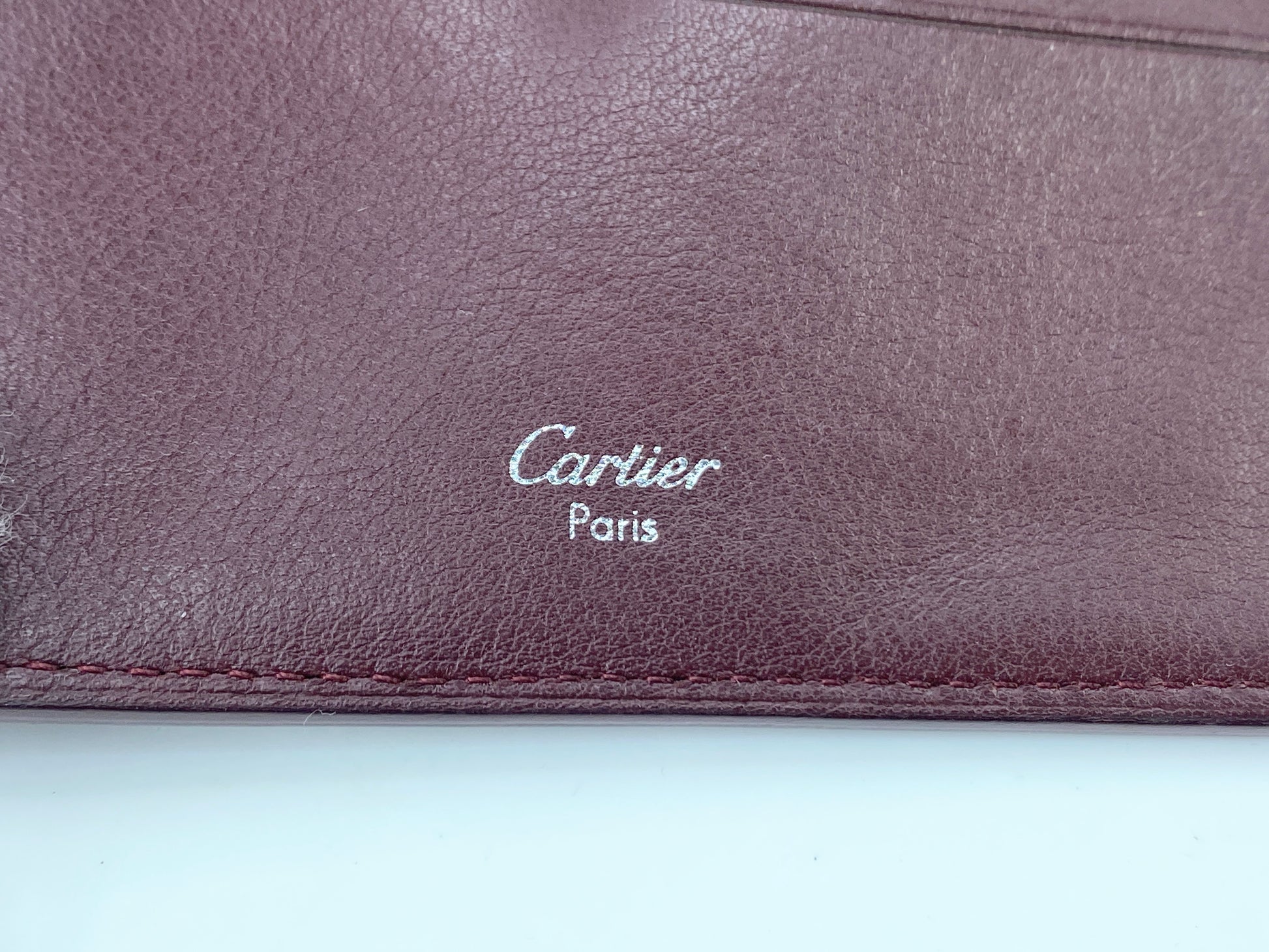 Cartier trifold wallet Mastrin Bordeaux Leather original box GS425