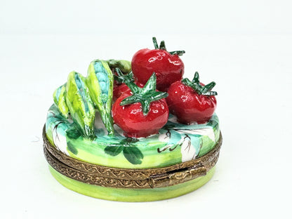 Chamart Limoges "Fresh Vegetable Basket" Tomatoes and pea in original box A651