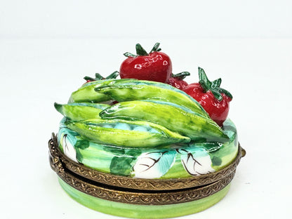 Chamart Limoges "Fresh Vegetable Basket" Tomatoes and pea in original box A651