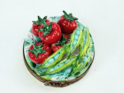 Chamart Limoges "Fresh Vegetable Basket" Tomatoes and pea in original box A651