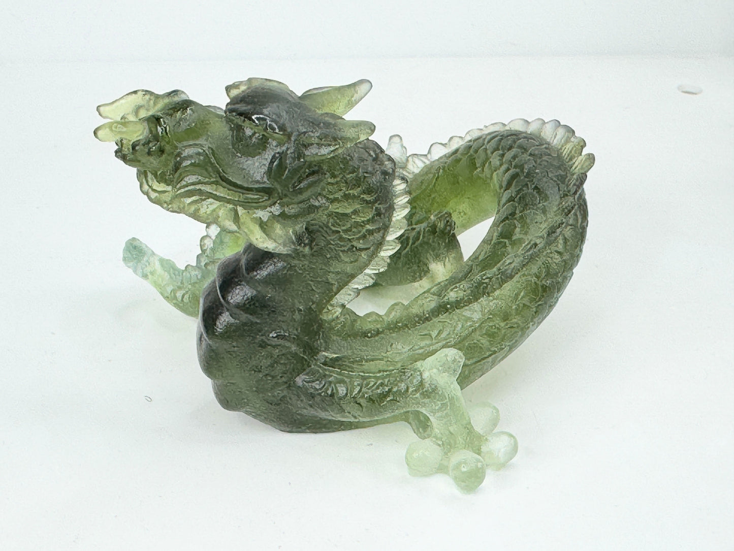 Vintage Daum France Jade-Green Pâte-de-Verre Crystal Dragon Sculpture Mint A652