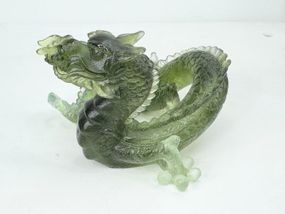 Vintage Daum France Jade-Green Pâte-de-Verre Crystal Dragon Sculpture Mint A652