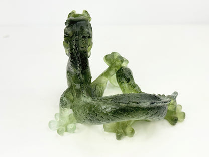Vintage Daum France Jade-Green Pâte-de-Verre Crystal Dragon Sculpture Mint A652