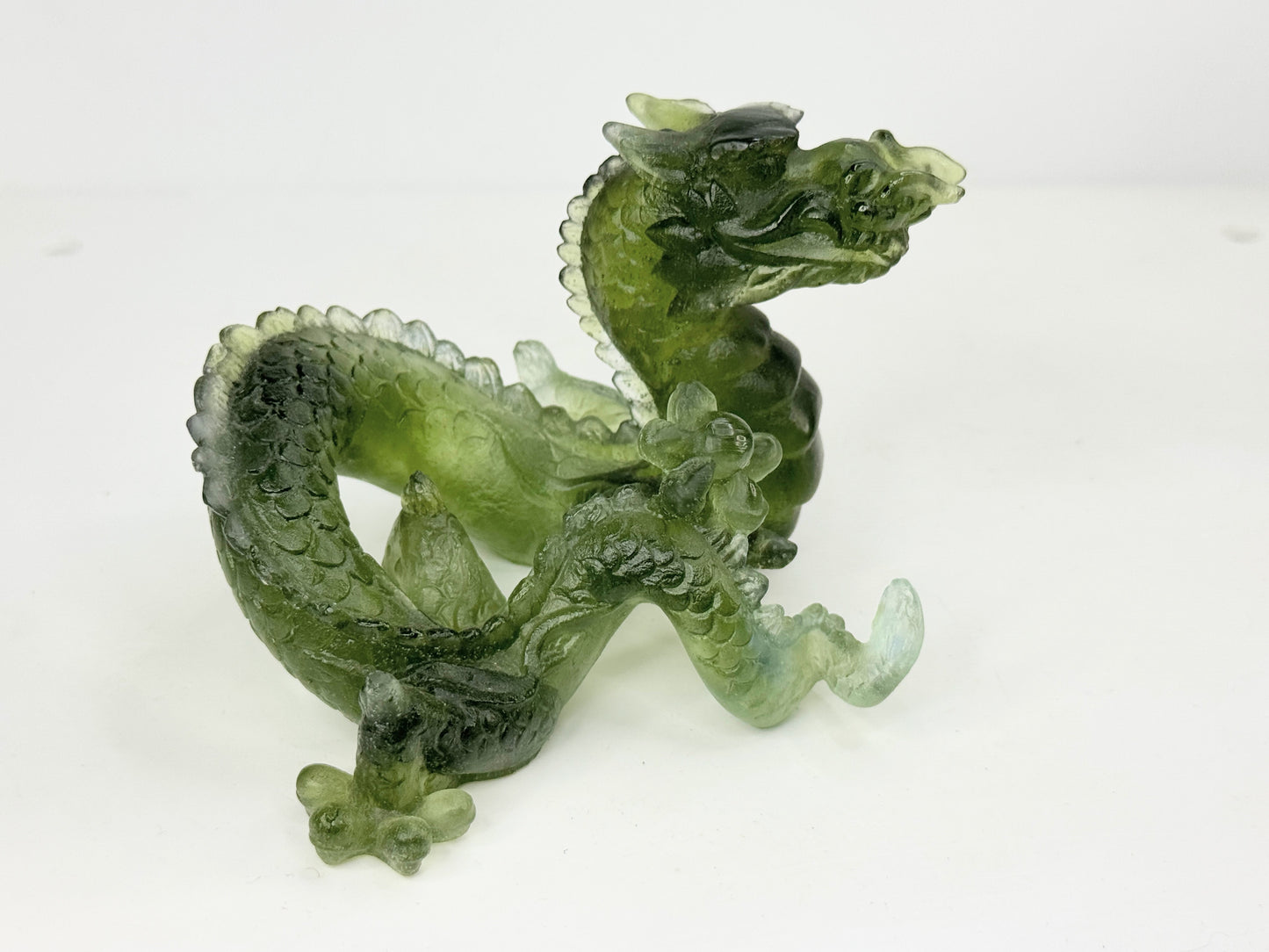 Vintage Daum France Jade-Green Pâte-de-Verre Crystal Dragon Sculpture Mint A652