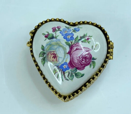 French porcelain Floral design with rose and Forget-Me-Not trinket box A578