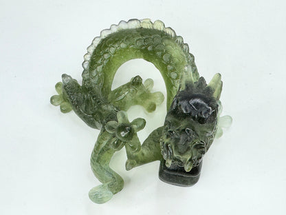 Vintage Daum France Jade-Green Pâte-de-Verre Crystal Dragon Sculpture Mint A652