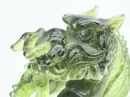 Vintage Daum France Jade-Green Pâte-de-Verre Crystal Dragon Sculpture Mint A652