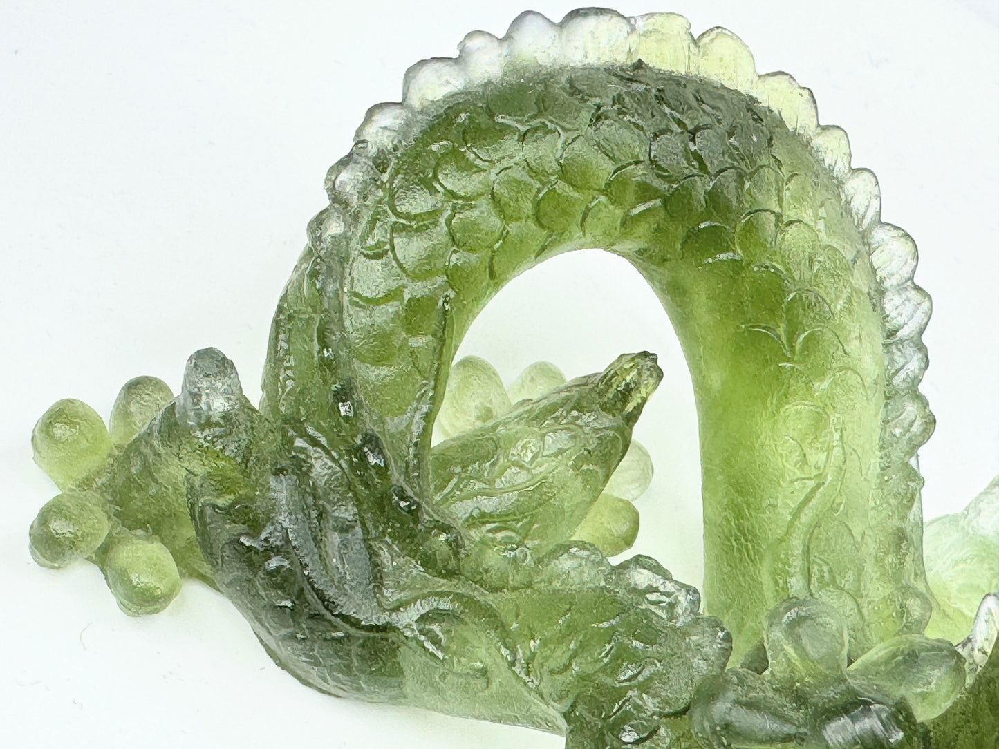 Vintage Daum France Jade-Green Pâte-de-Verre Crystal Dragon Sculpture Mint A652