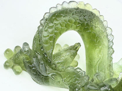 Vintage Daum France Jade-Green Pâte-de-Verre Crystal Dragon Sculpture Mint A652