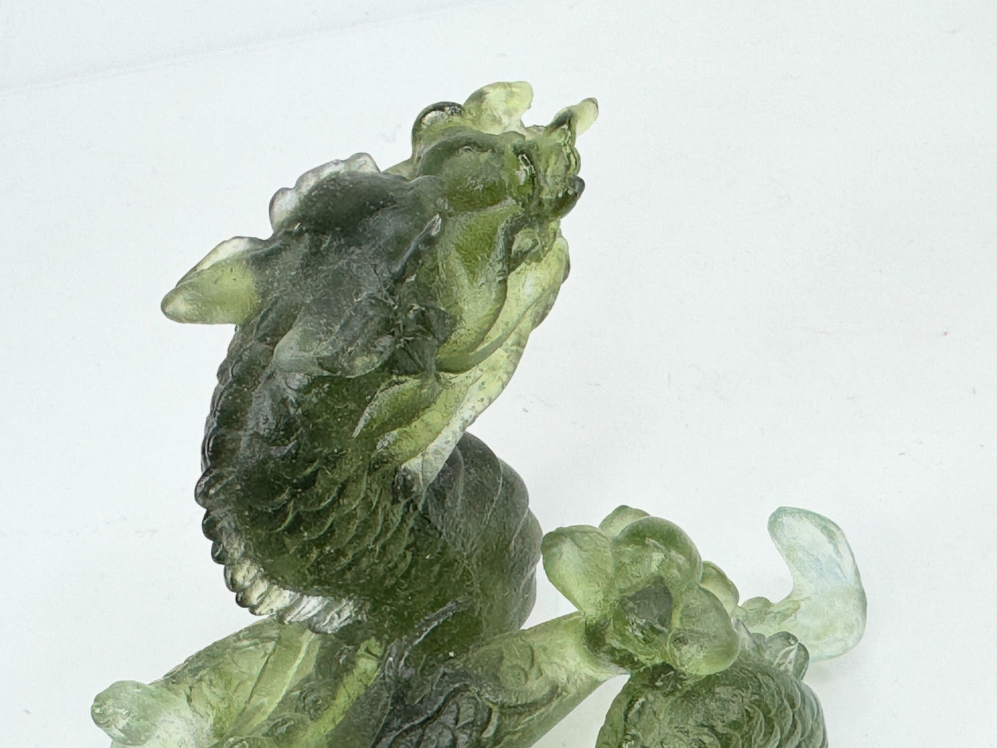 Vintage Daum France Jade-Green Pâte-de-Verre Crystal Dragon Sculpture Mint A652