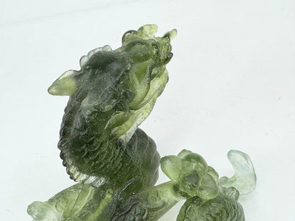 Vintage Daum France Jade-Green Pâte-de-Verre Crystal Dragon Sculpture Mint A652