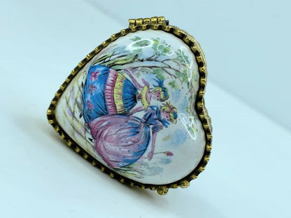 French porcelain Floral design with rose and Forget-Me-Not trinket box A578