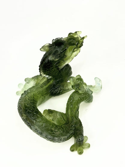 Vintage Daum France Jade-Green Pâte-de-Verre Crystal Dragon Sculpture Mint A652