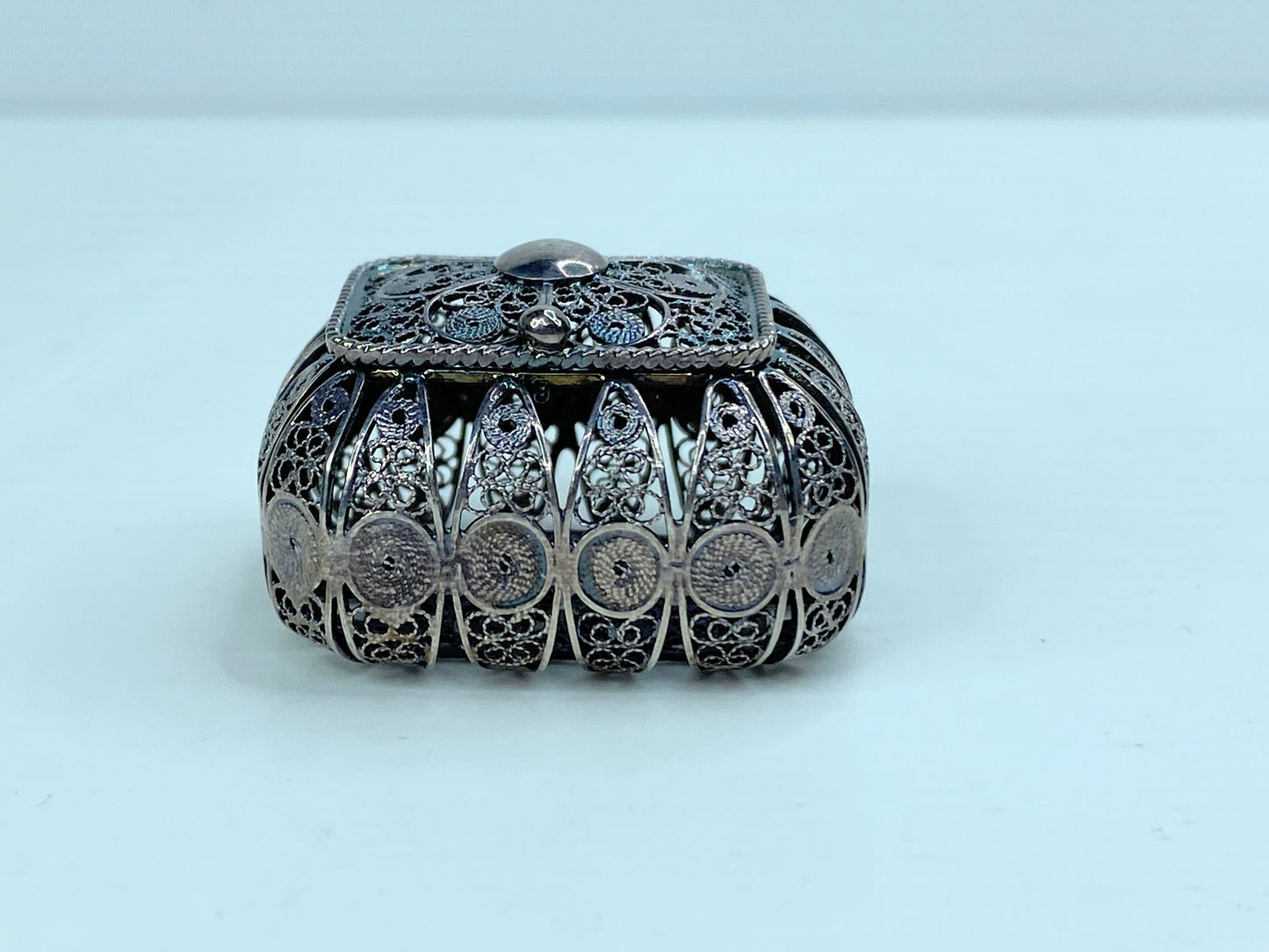 Rosary Box Metal Sterling Silver Christian Religion Souvenir Gift Reliquary SS121