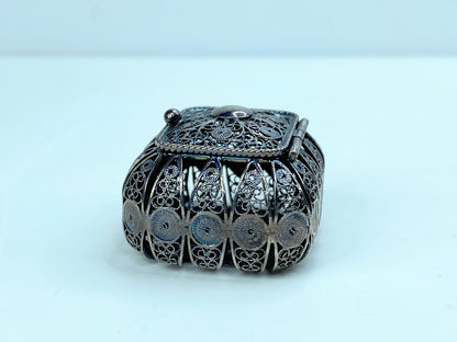 Rosary Box Metal Sterling Silver Christian Religion Souvenir Gift Reliquary SS121